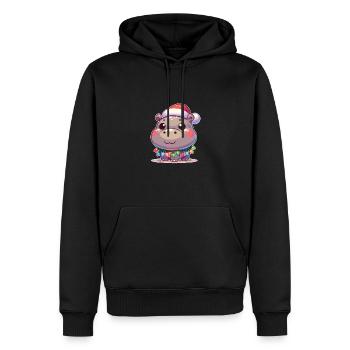Weihnachtsmütze Weihnachten Lichterkette Hippo - Männer Premium Bio Hoodie - Schwarz - Vorne - Nico (187cm)