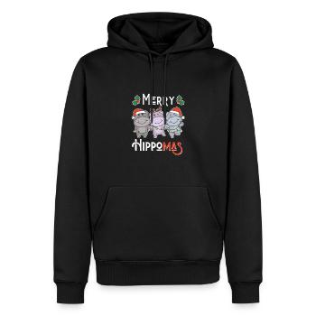 Joyeux Noël hippopotame de jeu de mots d’Hippoma - Sweat à capuche Premium bio Homme - noir - Devant - Nico (187cm)