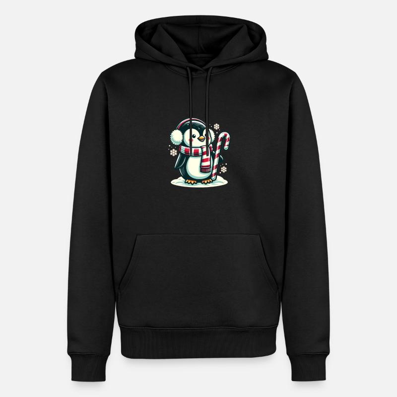 Pingouin Noël Animaux Pingouins mignons - Sweat à capuche Premium bio Homme - noir