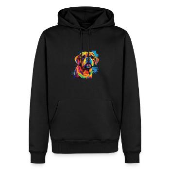 Aquarelle colorée Puggle - Sweat à capuche Premium bio Homme - noir - Devant - Nico (187cm)