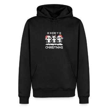 Joyeux Noël Panda Réveillon de Noël Pandas - Sweat à capuche Premium bio Homme - noir - Devant - Nico (187cm)