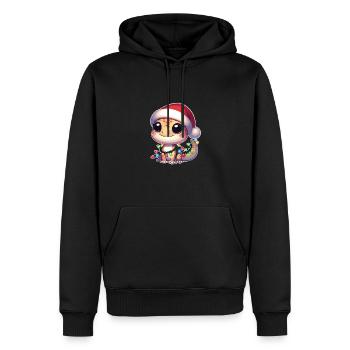 Noël guirlandes lumineuses léopard Gecko - Sweat à capuche Premium bio Homme - noir - Devant - Nico (187cm)