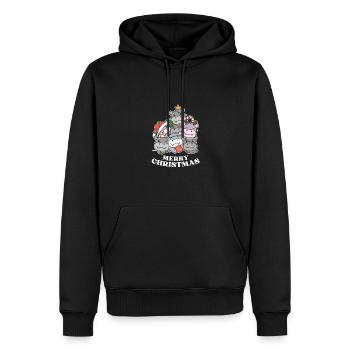 Joyeux Noël Hippopotame Hippopotame de la veille de Noël - Sweat à capuche Premium bio Homme - noir - Devant - Nico (187cm)