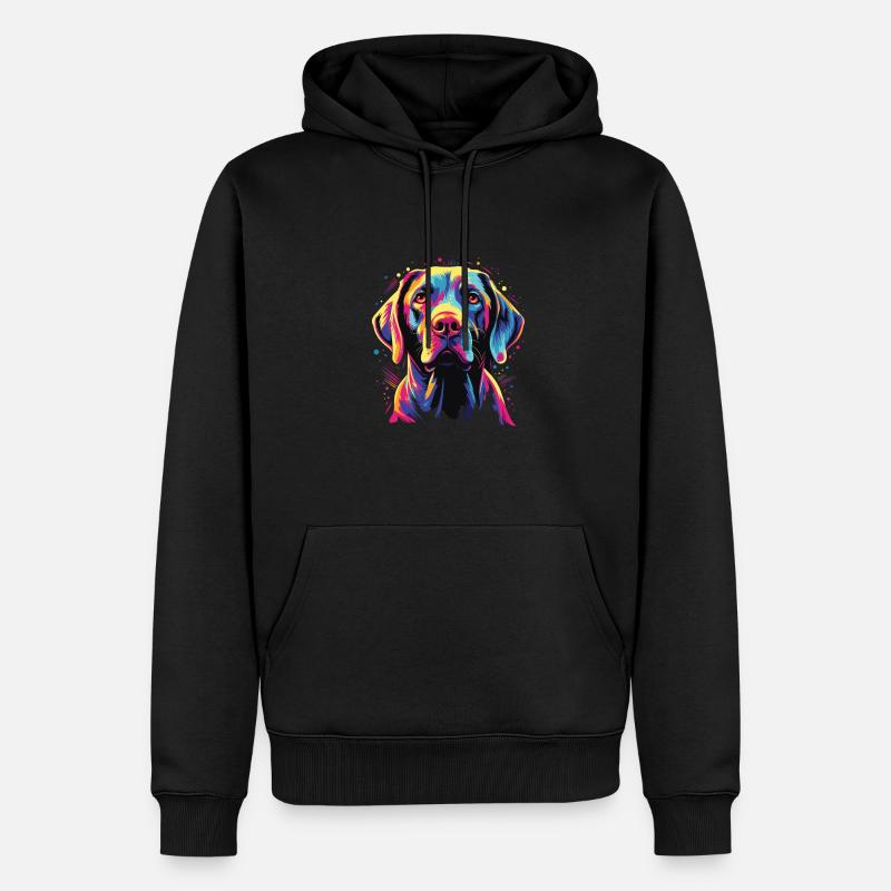 Wasserfarben Farbenfroher Pointer - Männer Premium Bio Hoodie - Schwarz
