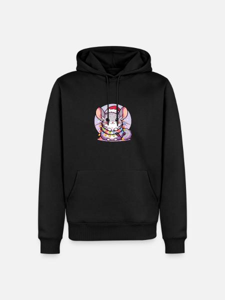 Weihnachten Lichterkette Chinchilla - Männer Premium Bio Hoodie - Schwarz