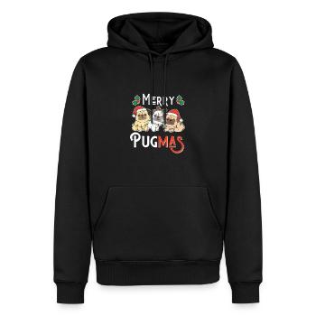 Le jeu de mots de Merry Pugma Carlin Noël - Sweat à capuche Premium bio Homme - noir - Devant - Nico (187cm)
