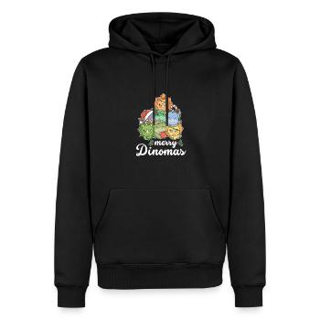 Le jeu de mots de Merry Dinoma Dino Christmas - Sweat à capuche Premium bio Homme - noir - Devant - Nico (187cm)