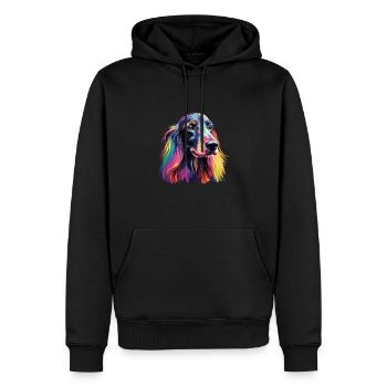 Aquarelle Chien Afghan coloré - Sweat à capuche Premium bio Homme - noir - Devant - Nico (187cm)