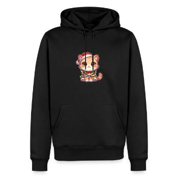 Weihnachtsmütze Weihnachten Lichterkette Katze - Männer Premium Bio Hoodie - Schwarz - Vorne - Nico (187cm)