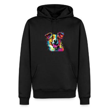 Aquarelle colorée Jack Russell Terrier - Sweat à capuche Premium bio Homme - noir - Devant - Nico (187cm)