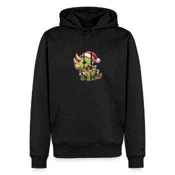 Dinosaurier Weihnachten Lichterkette Triceratops - Männer Premium Bio Hoodie - Schwarz - Vorne - Nico (187cm)