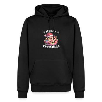Santa Hat Christmas Fairy Lights Blob Fish - Men’s Premium Organic Hoodie - black - Front - Nico (187cm)