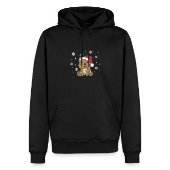Quokka Noël Hiver Animaux Quokkas - Sweat à capuche Premium bio Homme - noir - Devant - Nico (187cm)