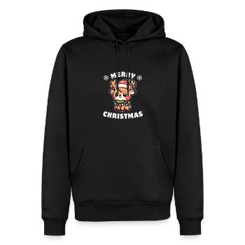 Weihnachtsmütze Weihnachten Lichterkette Reh - Männer Premium Bio Hoodie - Schwarz - Vorne - Nico (187cm)