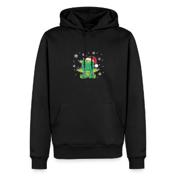 Dragon Noël Hiver Animaux Dragon - Sweat à capuche Premium bio Homme - noir - Devant - Nico (187cm)