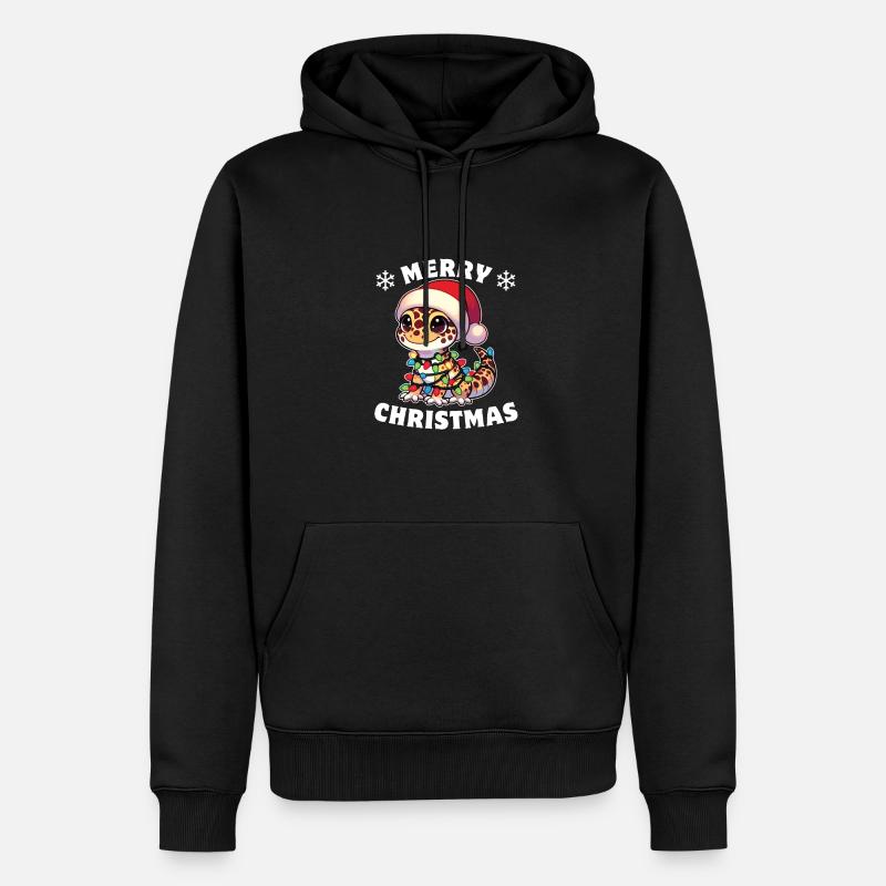Weihnachten Lichterkette Leopardgecko - Männer Premium Bio Hoodie - Schwarz
