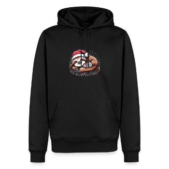 Père Noël chapeau Noël paresseux souris - Sweat à capuche Premium bio Homme - noir - Devant - Nico (187cm)