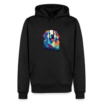Aquarelle coloré chien de montagne des Pyrénées - Sweat à capuche Premium bio Homme - noir - Devant - Nico (187cm)