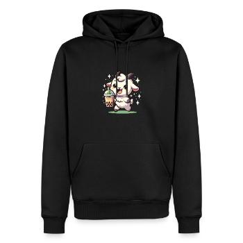 Kawaii chèvre bubble tea Boba chèvre - Sweat à capuche Premium bio Homme - noir - Devant - Nico (187cm)