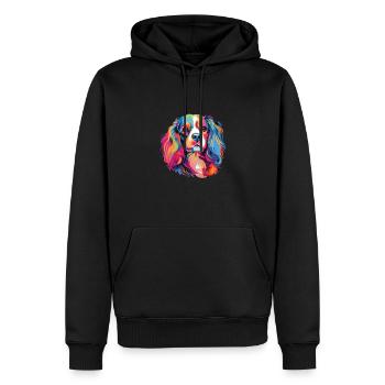 Aquarelle colorée Cavalier King Charles - Sweat à capuche Premium bio Homme - noir - Devant - Nico (187cm)