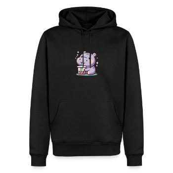 Kawaii Flusspferde Bubble Tea Boba Nielpferd - Männer Premium Bio Hoodie - Schwarz - Vorne - Nico (187cm)