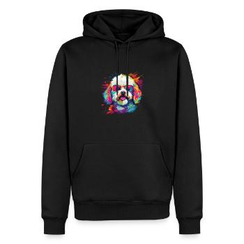 Wasserfarben Farbenfroher Bichon Frise - Männer Premium Bio Hoodie - Schwarz - Vorne - Nico (187cm)