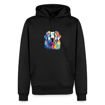 Aquarelle coloré chien de montagne des Pyrénées - Sweat à capuche Premium bio Homme - noir - Devant - Nico (187cm)