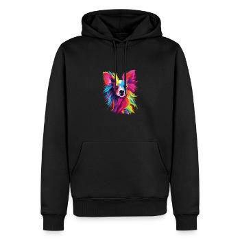 Aquarelle colorée chinois chien à crête - Sweat à capuche Premium bio Homme - noir - Devant - Nico (187cm)