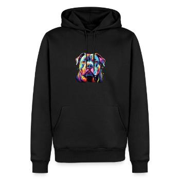 Aquarelle Coloré Bouledogue Américain - Sweat à capuche Premium bio Homme - noir - Devant - Nico (187cm)