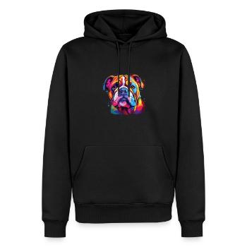 Aquarelle colorée bouledogue américain - Sweat à capuche Premium bio Homme - noir - Devant - Nico (187cm)