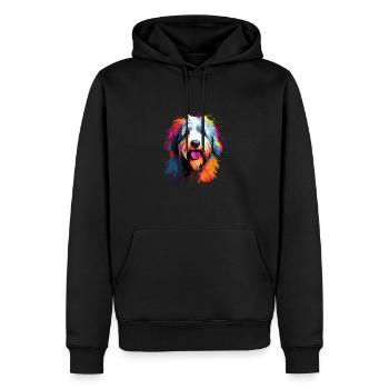 Wasserfarben Farbenfroher Old English Sheepdog - Männer Premium Bio Hoodie - Schwarz - Vorne - Nico (187cm)