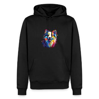 Wasserfarben Farbenfroher American Eskimo Dog - Männer Premium Bio Hoodie - Schwarz - Vorne - Nico (187cm)