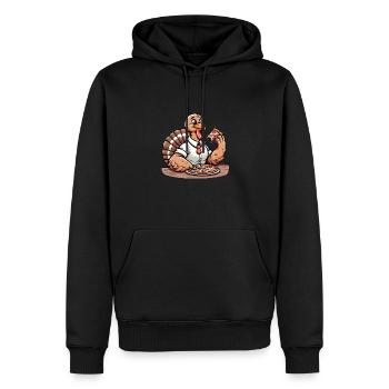 Thanksgiving Turquie Végétarien Végétalien Manger Pizza - Sweat à capuche Premium bio Homme - noir - Devant - Nico (187cm)
