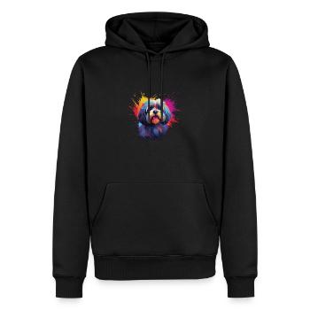 Wasserfarben Farbenfroher Lhasa Apso - Männer Premium Bio Hoodie - Schwarz - Vorne - Nico (187cm)