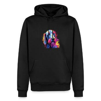 Aquarelle colorée Irish Wolfhound - Sweat à capuche Premium bio Homme - noir - Devant - Nico (187cm)