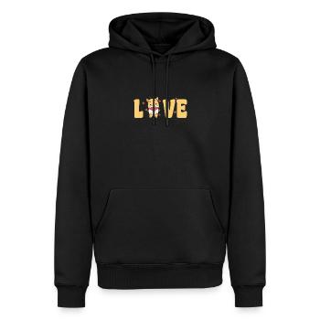 Giraffe zum Valentinstag süße Tiere mit Herzen - Männer Premium Bio Hoodie - Schwarz - Vorne - Nico (187cm)