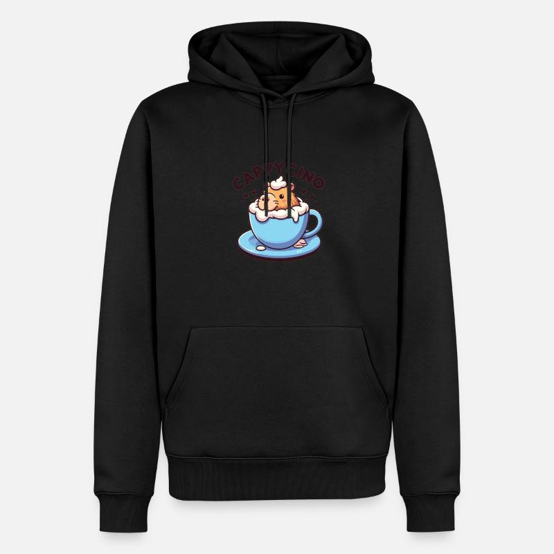 Cappyccino Capybara Café Cappuccino - Sweat à capuche Premium bio Homme - noir