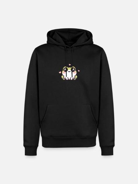 Kawaii Frosch niedliches Muster - Männer Premium Bio Hoodie - Schwarz