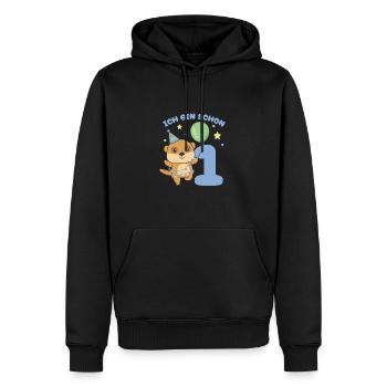 J’ai déjà 1 suricate d’anniversaire - Sweat à capuche Premium bio Homme - noir - Devant - Nico (187cm)
