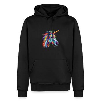Wasserfarben Farbenfrohes Einhorn bunte Tiere - Männer Premium Bio Hoodie - Schwarz - Vorne - Nico (187cm)