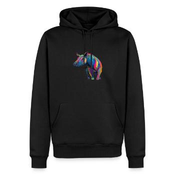 Wasserfarben Farbenfrohes Tapir bunte Tiere - Männer Premium Bio Hoodie - Schwarz - Vorne - Nico (187cm)