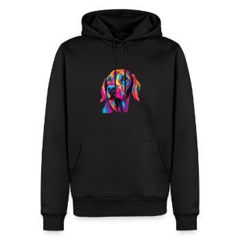 Wasserfarben Farbenfroher Finnischer Laufhund - Männer Premium Bio Hoodie - Schwarz - Vorne - Nico (187cm)