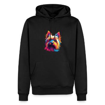 Aquarelle coloré Silky Terrier - Sweat à capuche Premium bio Homme - noir - Devant - Nico (187cm)