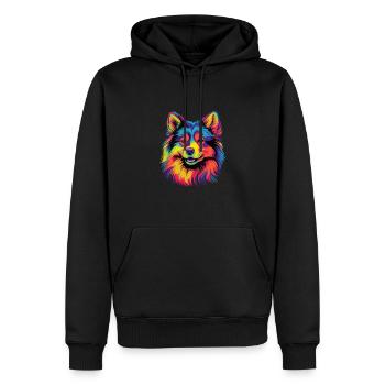 Aquarelle colorée finlandaise de Laponie - Sweat à capuche Premium bio Homme - noir - Devant - Nico (187cm)
