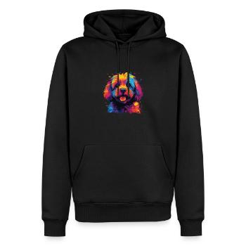 Wasserfarben Farbenfroher Bologneser - Männer Premium Bio Hoodie - Schwarz - Vorne - Nico (187cm)