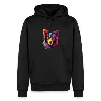 Wasserfarben Farbenfroher Islandhund - Männer Premium Bio Hoodie - Schwarz - Vorne - Nico (187cm)