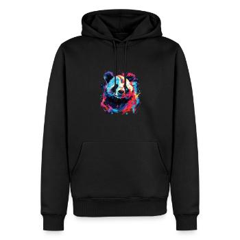 Wasserfarben Farbenfroher Panda bunte Tiere - Männer Premium Bio Hoodie - Schwarz - Vorne - Nico (187cm)