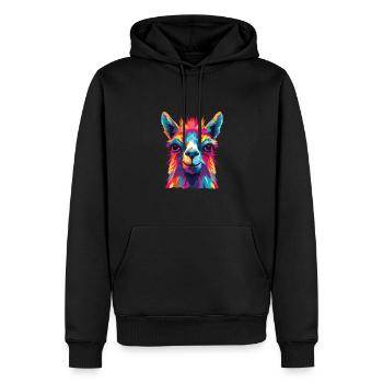Wasserfarben Farbenfrohes Lama bunte Tiere - Männer Premium Bio Hoodie - Schwarz - Vorne - Nico (187cm)