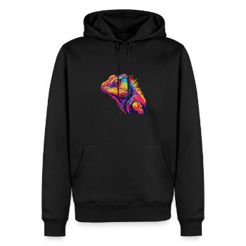 Watercolor Colorful Chameleon Colorful Animals - Men’s Premium Organic Hoodie - black - Front - Nico (187cm)