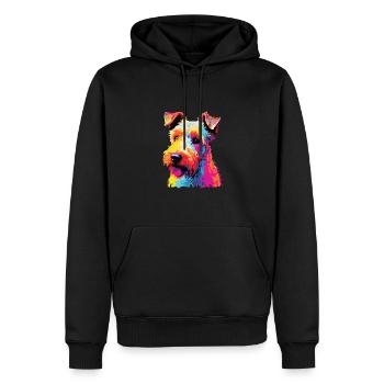 Aquarelle colorée Lakeland Terrier - Sweat à capuche Premium bio Homme - noir - Devant - Nico (187cm)